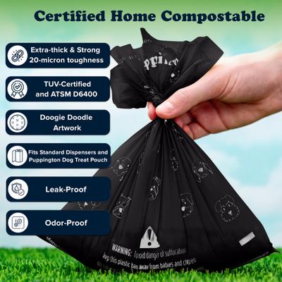 Show full view: Puppington Greenest Pup Compostable Dog Poop Bags, Onyx Black, 12 Rolls slide 4 of 9
