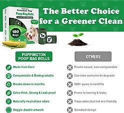 Puppington Greenest Pup Compostable Dog Poop Bags, Basil Green, 12 Rolls slide 2 of 7