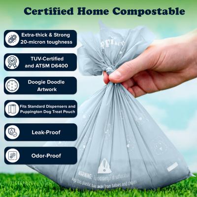 Show full view: Puppington Greenest Pup Compostable Dog Poop Bags, Ice Blue, 6 Rolls slide 4 of 9