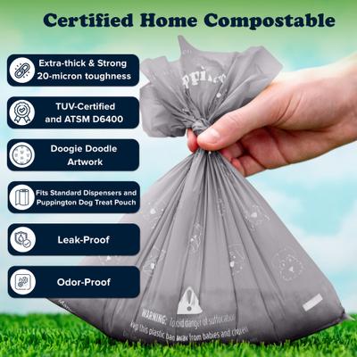 Show full view: Puppington Greenest Pup Compostable Dog Poop Bags, Charcoal Gray, 6 Rolls slide 4 of 9