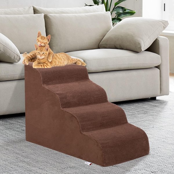 Niubya High Bed & Couch Dog Stairs for Small Dogs with Non-Slip & Removable Washable Cover, Grey