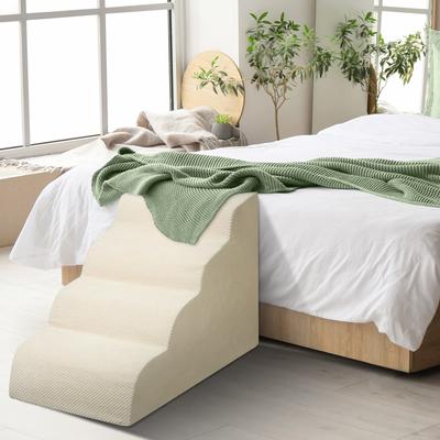 Show full view: Niubya High Density Foam Extra Wide Non-Slip Bottom High Bed, Couch & Sofa Dog Stairs, White, 4 steps slide 3 of 9