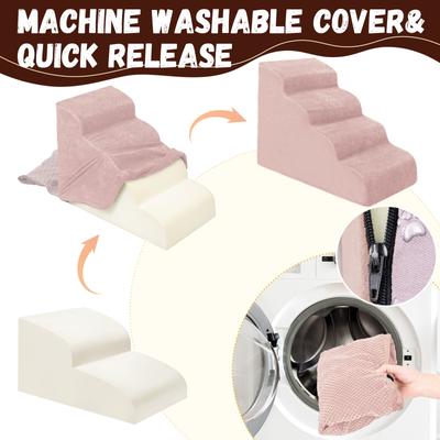 Show full view: Niubya High Density Foam Extra Wide Non-Slip Bottom High Bed, Couch & Sofa Dog Stairs, Pink, 4 steps slide 4 of 8