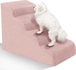 Niubya High Density Foam Extra Wide Non-Slip Bottom High Bed, Couch & Sofa Dog Stairs, Pink, 4 steps