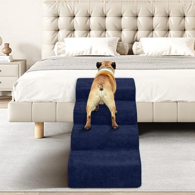 Show full view: Niubya High Density Foam Extra Wide Non-Slip Bottom High Bed, Couch & Sofa Dog Stairs, Navy, 4 steps slide 6 of 8