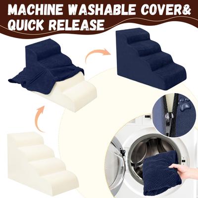 Show full view: Niubya High Density Foam Extra Wide Non-Slip Bottom High Bed, Couch & Sofa Dog Stairs, Navy, 4 steps slide 4 of 8