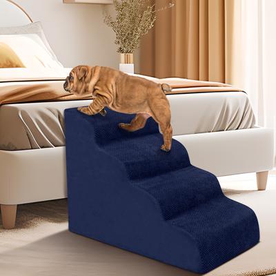 Show full view: Niubya High Density Foam Extra Wide Non-Slip Bottom High Bed, Couch & Sofa Dog Stairs, Navy, 4 steps slide 5 of 8