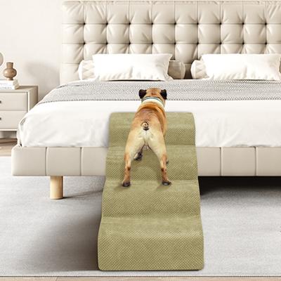 Show full view: Niubya High Density Foam Extra Wide Non-Slip Bottom High Bed, Couch & Sofa Dog Stairs, Camel, 4 steps slide 6 of 8