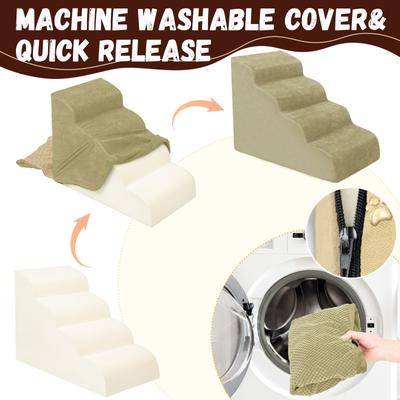 Show full view: Niubya High Density Foam Extra Wide Non-Slip Bottom High Bed, Couch & Sofa Dog Stairs, Camel, 4 steps slide 4 of 8