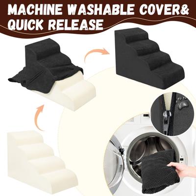 Show full view: Niubya High Density Foam Extra Wide Non-Slip Bottom High Bed, Couch & Sofa Dog Stairs, Black, 4 steps slide 4 of 8