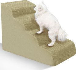 Niubya High Density Foam Extra Wide Non-Slip Bottom High Bed, Couch & Sofa Dog Stairs, Camel, 4 steps