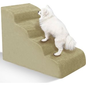 Niubya High Density Foam Extra Wide Non-Slip Bottom High Bed, Couch & Sofa Dog Stairs, Camel, 4 steps