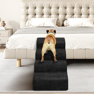 Show full view: Niubya High Density Foam Extra Wide Non-Slip Bottom High Bed, Couch & Sofa Dog Stairs, Black, 4 steps slide 5 of 8