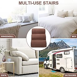 Niubya High Density Foam Extra Wide Non-Slip Bottom High Bed, Couch & Sofa Dog Stairs, Brown, 3 steps slide 2 of 7