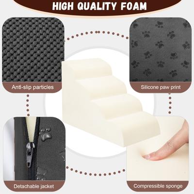 Show full view: Niubya High Density Foam Extra Wide Non-Slip Bottom High Bed, Couch & Sofa Dog Stairs, Black, 4 steps slide 3 of 8