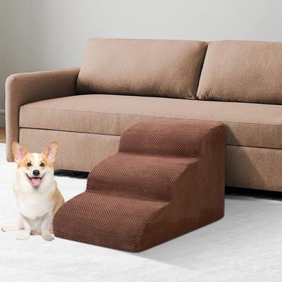 Show full view: Niubya High Density Foam Extra Wide Non-Slip Bottom High Bed, Couch & Sofa Dog Stairs, Brown, 3 steps slide 5 of 9