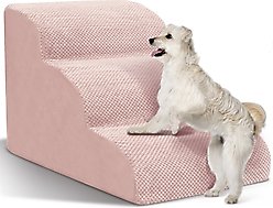 Niubya High Density Foam Extra Wide Non-Slip Bottom High Bed, Couch & Sofa Dog Stairs, Pink, 3 steps
