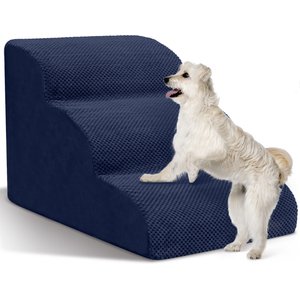Niubya High Density Foam Extra Wide Non-Slip Bottom High Bed, Couch & Sofa Dog Stairs, Navy, 3 steps