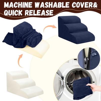 Show full view: Niubya High Density Foam Extra Wide Non-Slip Bottom High Bed, Couch & Sofa Dog Stairs, Navy, 3 steps slide 4 of 8