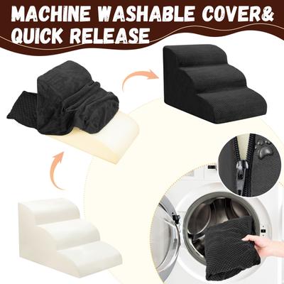 Show full view: Niubya High Density Foam Extra Wide Non-Slip Bottom High Bed, Couch & Sofa Dog Stairs, Black, 3 steps slide 4 of 8