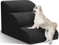 Niubya High Density Foam Extra Wide Non-Slip Bottom High Bed, Couch & Sofa Dog Stairs, Black, 3 steps