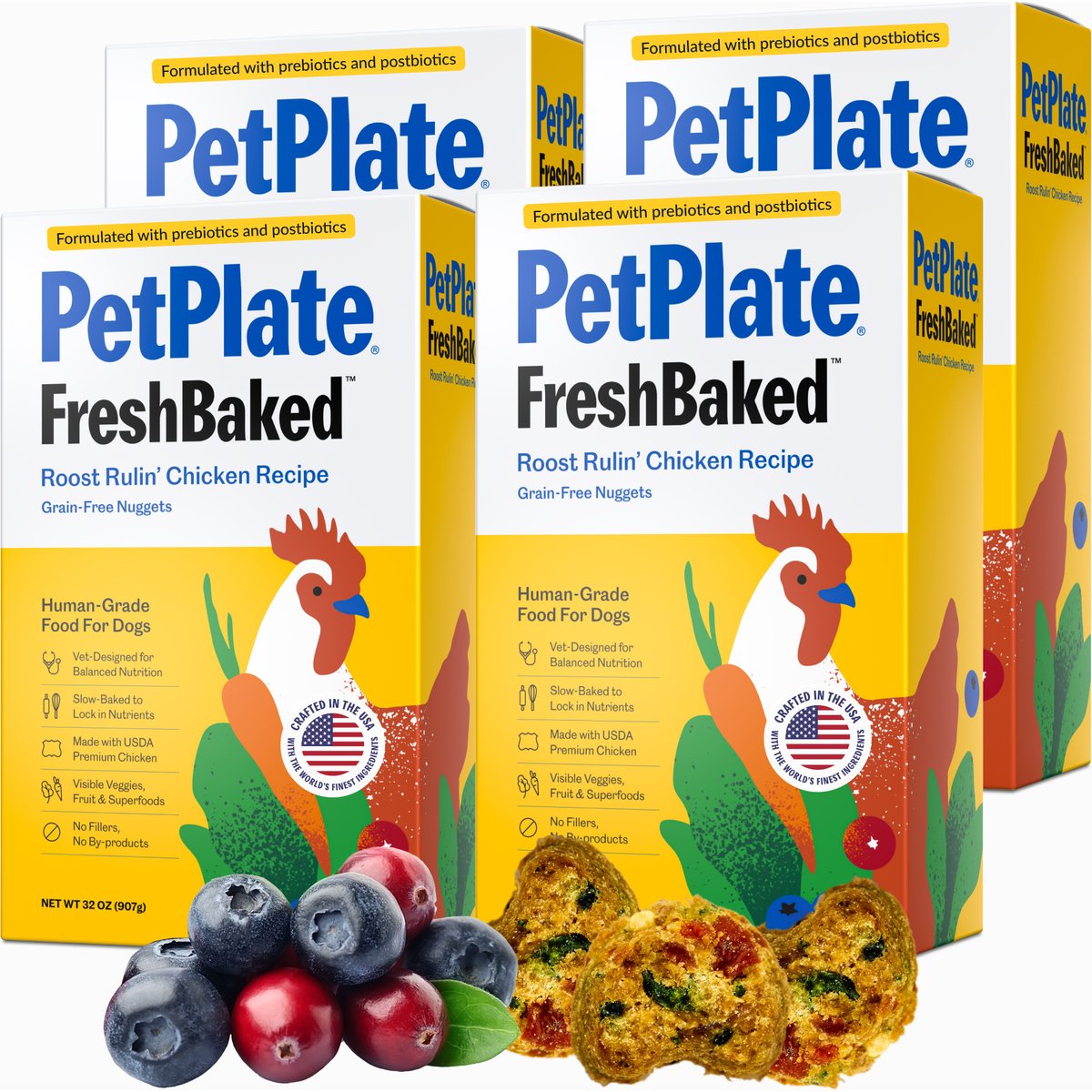 PetPlate FreshBaked Grain-Free Chicken Gently Baked & Air-Dried Human-Grade Dog Food, 128-oz bundle