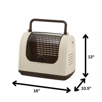 Show full view: Richell Faux Wicker Dog & Cat Carrier, Ivory slide 8 of 8