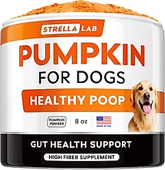 StrellaLab Pumpkin High Fiber Powder Stool Consistency & Softener Supplement for Dogs, 8.1-oz jar