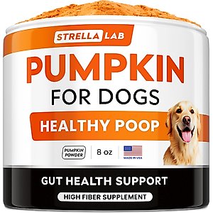 StrellaLab Pumpkin High Fiber Powder Stool Consistency & Softener Supplement for Dogs, 8.1-oz jar