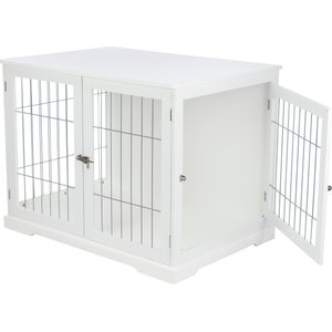 TRIXIE Wood & Wire Furniture Side Table Pet Crate, Large, White
