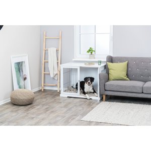 TRIXIE Wood & Wire Furniture Side Table Pet Crate, Large, White