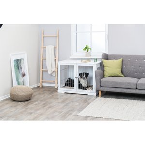 TRIXIE Wood & Wire Furniture Side Table Pet Crate, Large, White