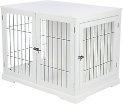 TRIXIE Wood & Wire Furniture Side Table Pet Crate, Large, White