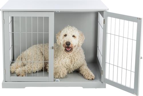 Show full view: TRIXIE Wood & Wire Furniture Side Table Pet Crate, Large, Gray slide 2 of 10