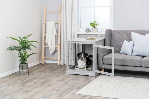 Show full view: TRIXIE Wood & Wire Furniture Side Table Pet Crate, Large, Gray slide 3 of 10