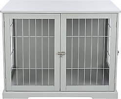 TRIXIE Wood & Wire Furniture Side Table Pet Crate, Large, Gray