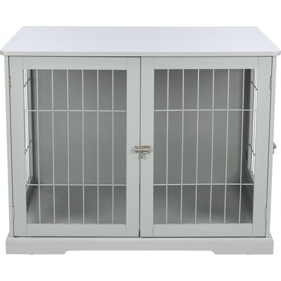 TRIXIE TRIXIE Wood & Wire Furniture Side Table Pet Crate, Large, Gray