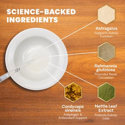 Show full view: VetriScience Veterinary Strength Kidney Health Renal Essentials Pro Creamy Chicken Flavored Liquid Kidney Supplement for Cats, 4-fl oz bottle slide 5 of 10