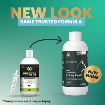 Show full view: VetriScience Veterinary Strength Kidney Health Renal Essentials Pro Creamy Chicken Flavored Liquid Kidney Supplement for Cats, 4-fl oz bottle slide 3 of 10