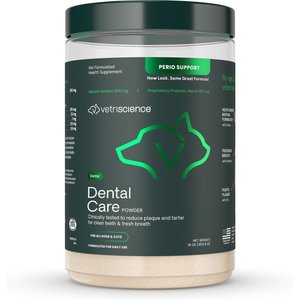 VetriScience Perio Dental Care Powder Clinically Tested Breath & Plaque Control Supplement for Dogs & Cats, 16-oz jar