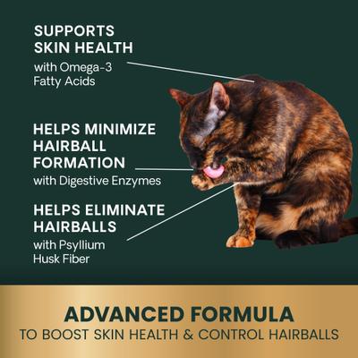 Show full view: VetriScience Veterinary Strength Hairball Control Chicken Flavored Chews Omega-3 Hairball Supplement for Cats, 60 count slide 6 of 10