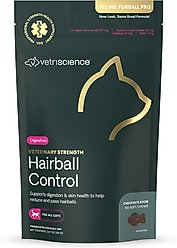 VetriScience Veterinary Strength Hairball Control Chicken Flavored Chews Omega-3 Hairball Supplement for Cats, 60 count