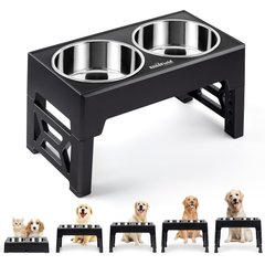 EliteField Adjustable Height Dog Bowl, Black