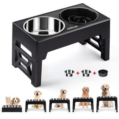 Show full view: EliteField Adjustable Height Slow Feeder Dog Bowl, Black slide 1 of 5