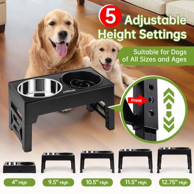 Show full view: EliteField Adjustable Height Slow Feeder Dog Bowl, Black slide 2 of 5