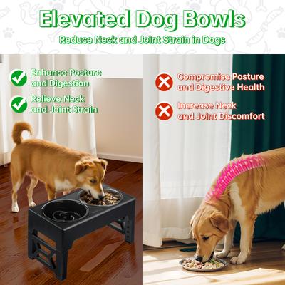 Show full view: EliteField Adjustable Height Slow Feeder Dog Bowl, Black slide 3 of 5
