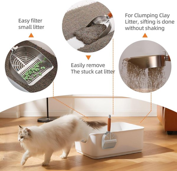 Lovely Caves Dual Width Stainless Steel Cat Litter Scoop, Large