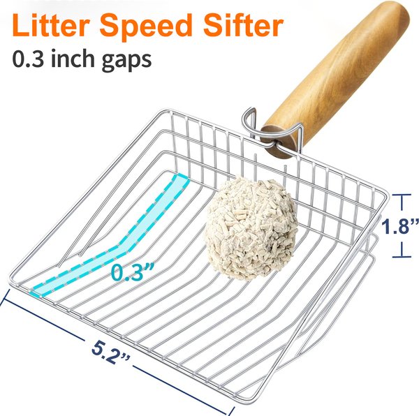 Lovely Caves Stainless Steel Cat Litter Scoop with Holder, Large