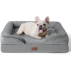 Bedsure Orthopedic Bolster Dog Sofa Bed with Removable Cover, Grey, Medium