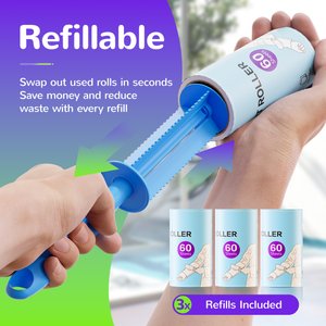 Fido Fave Extra Sticky Pet Hair Remover Lint Roller, Blue, 3 count
